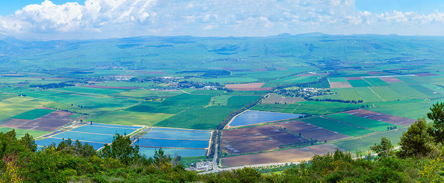 Panoramic view of the Hula Valley landscape