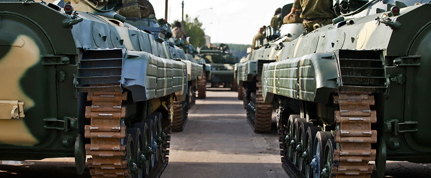 Russian Soviet Tanks troops army machines on the street heading to war